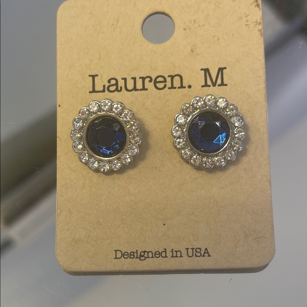 Lauren. M Blue and Silver Stud Earrings